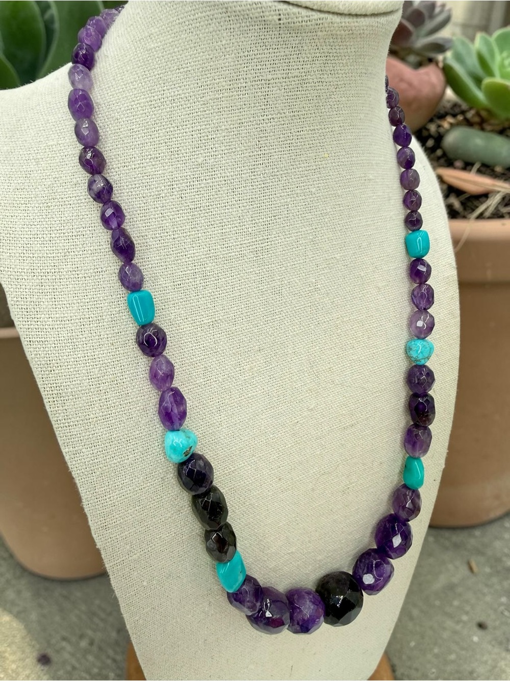 Jay King Mine Finds DTR Turquoise & Amethyst Necklace – Sterling– NWOT – 18”-20”
